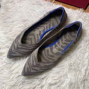 Rothy's Women's Zebra Print Pointed Toe Knit Flats Size 8 Gray